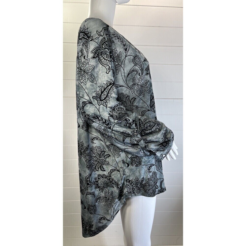 Burnout Velvet Blouse Gray/Black Sz XL Paisley Whimsygoth Fairy Grunge Witchy - Picture 8 of 12